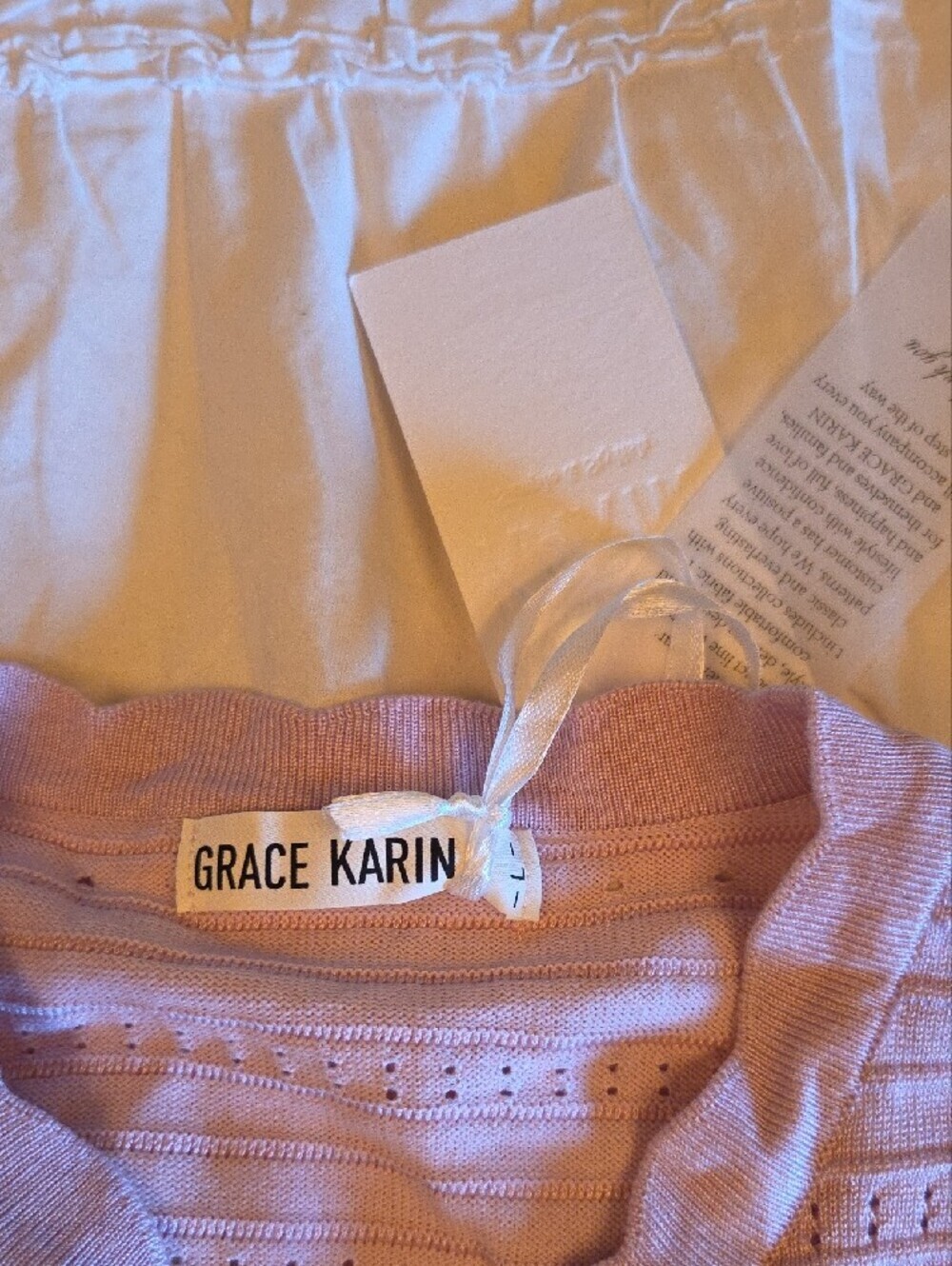 Grace Karin Pink Eyelet Knit Button-Front Cardigan Lg - Picture 2 of 4